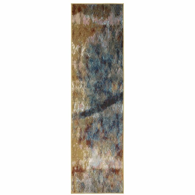 Venice 8123X Blue/ Gold Indoor Area Rug - 2'3" x 7'6"