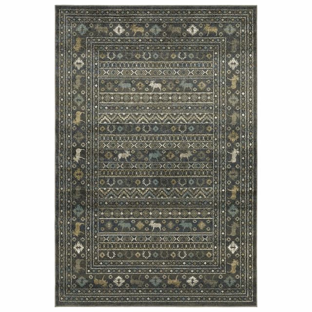 Venice 095E8 Blue/ Gold Indoor Area Rug - 3'10" x 5'5"