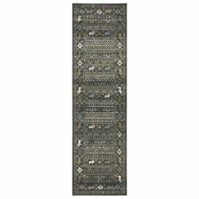 Venice 095E8 Blue/ Gold Indoor Area Rug - 2'3" x 7'6"