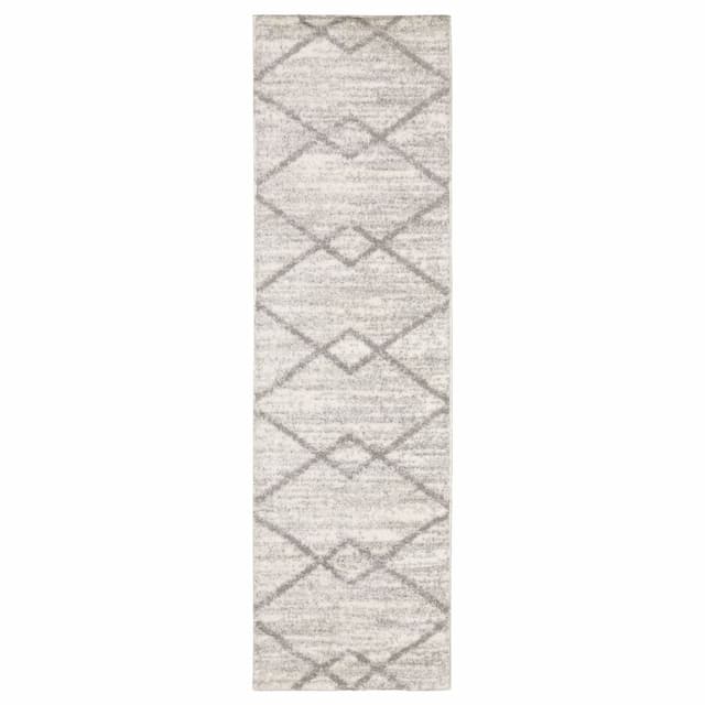 Verona 143W6 Ivory/ Grey Indoor Area Rug - 2'3" x 7'6"