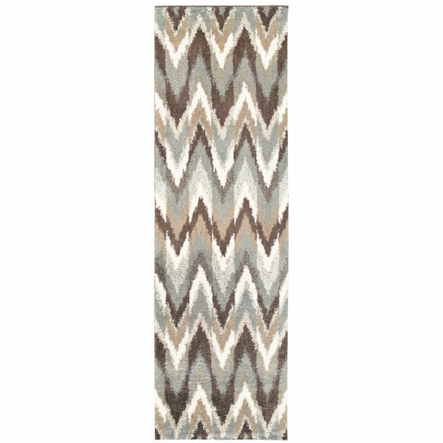 Verona 004D6 Grey/ Taupe Indoor Area Rug - 2'3" x 7'6"