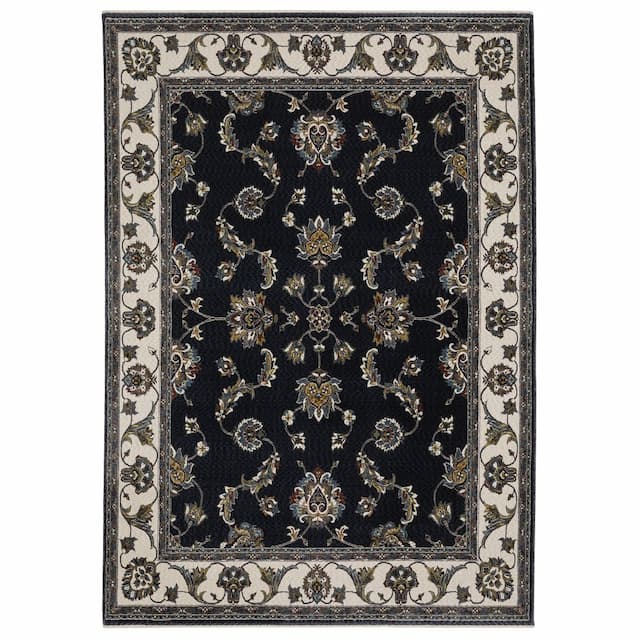 Vivian VI01B Navy/ Ivory Indoor Area Rug - 2'3" x 7'6"