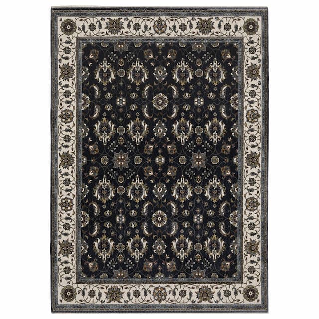 Vivian VI03A Blue/ Ivory Indoor Area Rug - 3'10" x 5'5"