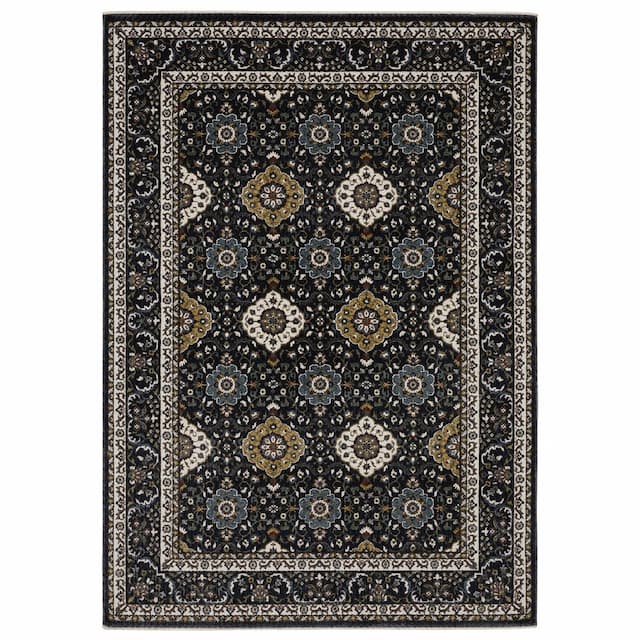 Vivian VI04C Navy/ Gold Indoor Area Rug - 3'10" x 5'5"