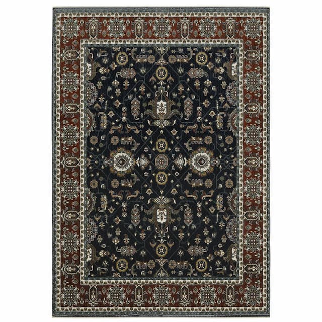 Vivian VI05A Navy/ Rust Indoor Area Rug - 2'3" x 7'6"