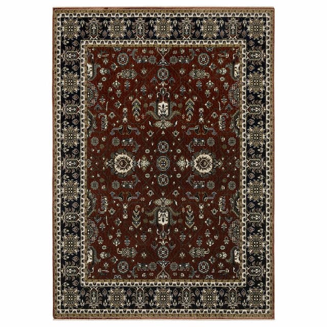 Vivian VI05X Red/ Navy Indoor Area Rug - 3'10" x 5'5"