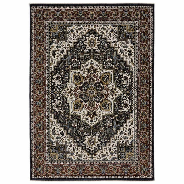 Vivian VI06C Navy/ Multi Indoor Area Rug - 2'3" x 7'6"