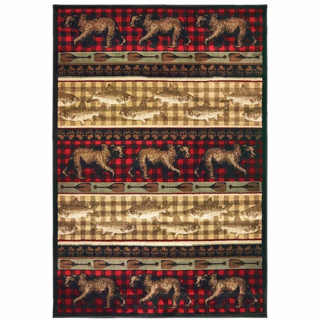 Woodlands 9594B Red/ Multi Indoor Area Rug - 3'10" x 5'5"