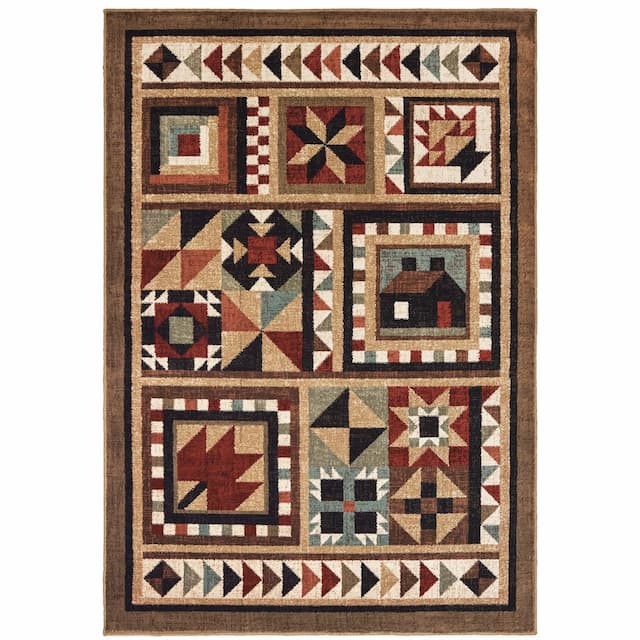 Woodlands 9596A Brown/ Multi Indoor Area Rug - 1'10" x 3'