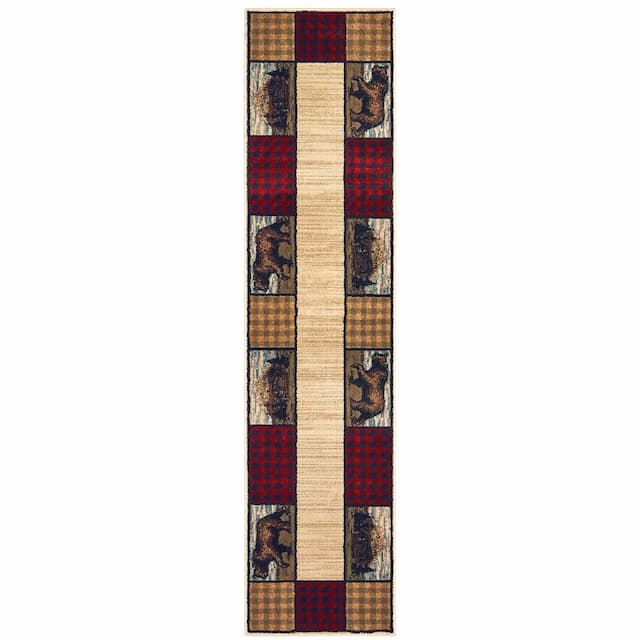 Woodlands 9603C Ivory/ Multi Indoor Area Rug - 1'10" x 7'6"