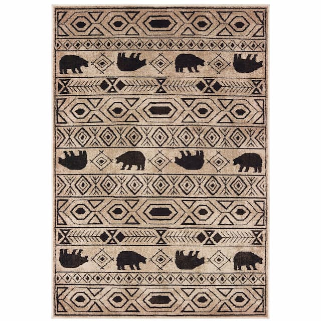 Woodlands 9651A Ivory/ Black Indoor Area Rug - 1'10" x 3'