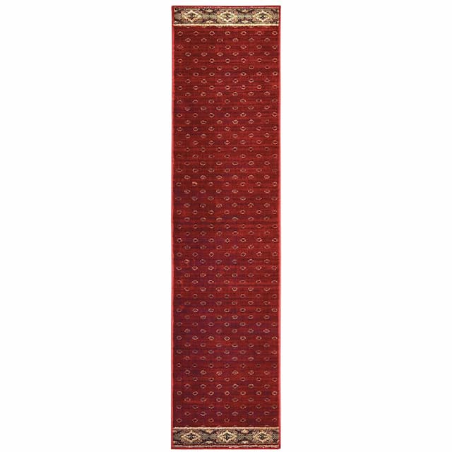 Woodlands 9652C Red/ Gold Indoor Area Rug - 1'10" x 7'6"