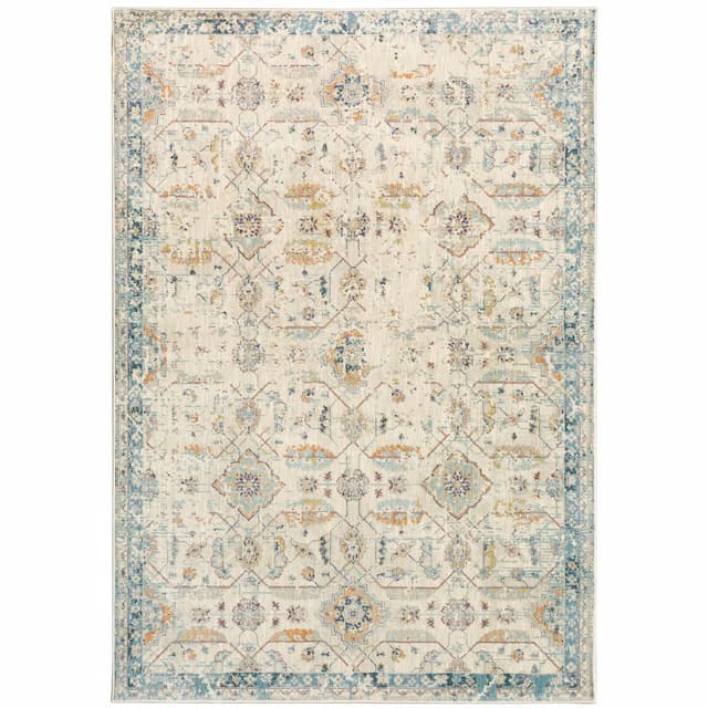 Xanadu 047H6 Beige/ Blue Indoor Area Rug - 3'10" x 5'5"