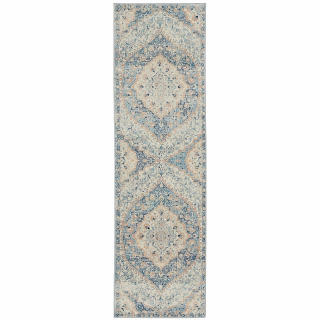 Xanadu 532L6 Blue/ Orange Indoor Area Rug - 2'3" x 7'6"