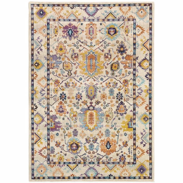 Xanadu 5502U Beige/ Multi Indoor Area Rug - 3'10" x 5'5"