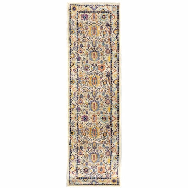 Xanadu 5502U Beige/ Multi Indoor Area Rug - 2'3" x 7'6"