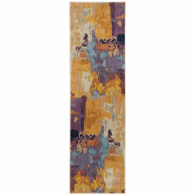 Xanadu 070X6 Orange/ Purple Indoor Area Rug - 2'3" x 7'6"