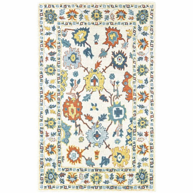 Zahra 75507 Ivory/ Gold Hand-crafted Wool Area Rug - 10' x 13'