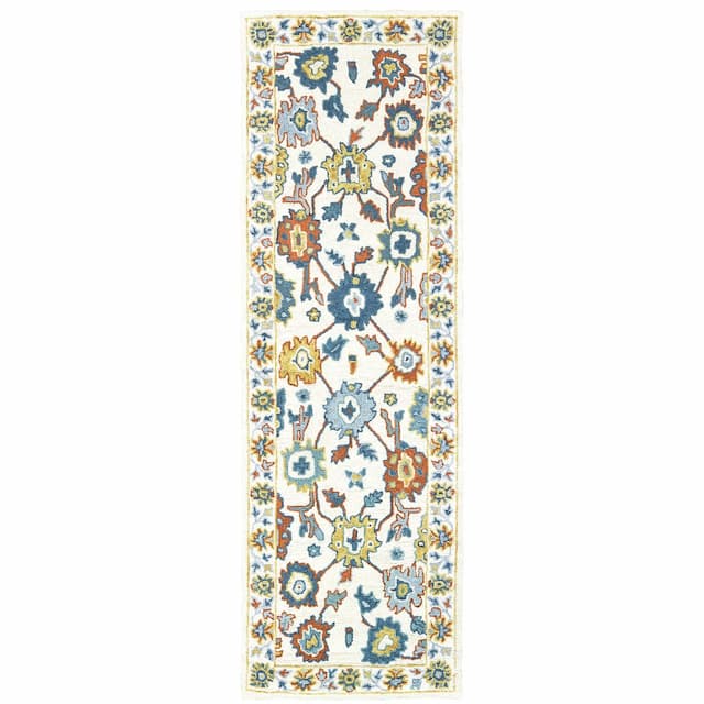 Zahra 75507 Ivory/ Gold Hand-crafted Wool Area Rug - 2'6" x 8'