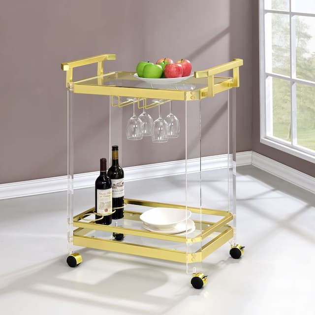 Aerin Server Cart - Gold/Acrylic