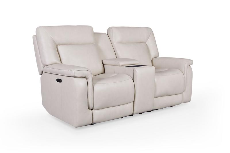 Austin Dual Power Console Zero Gravity Leather Loveseat, Dove