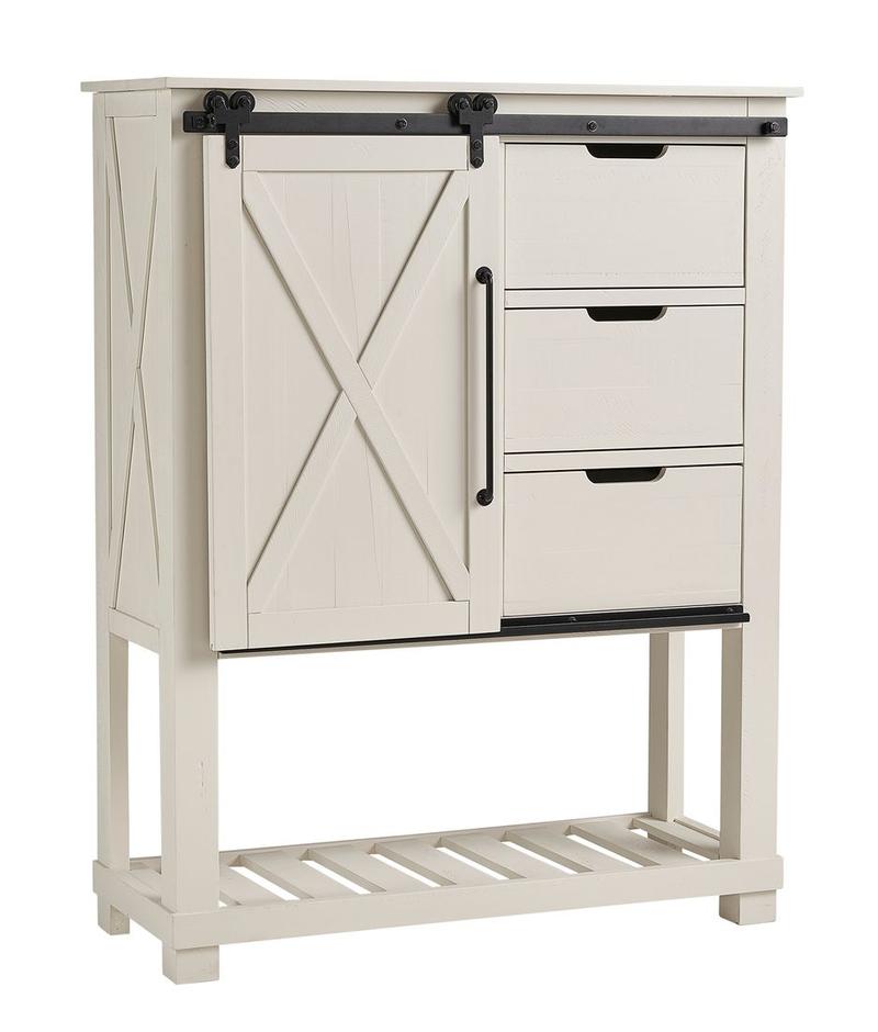 Sun Valley Barn Door Chest, White Finish