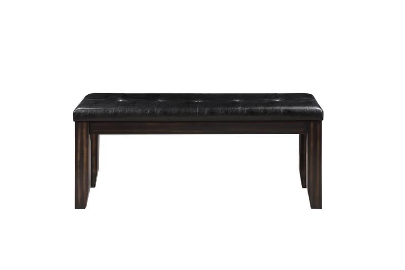 Urbana Black Synthetic Leather & Espresso Bench