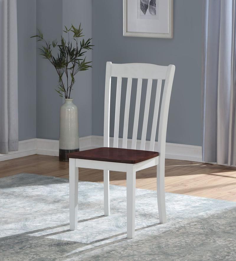 Green Leigh White & Walnut Side Chair (Set-2)
