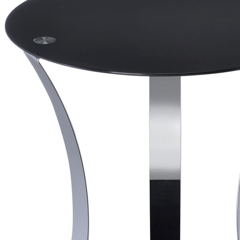 Geiger Chrome & Black Glass End Table