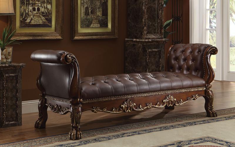 Dresden Synthetic Leather & Cherry Oak Bench