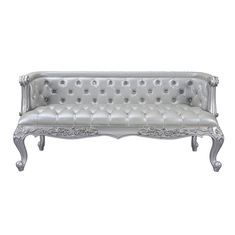 Valkyrie Synthetic Leather, Antique Platinum Finish Bench