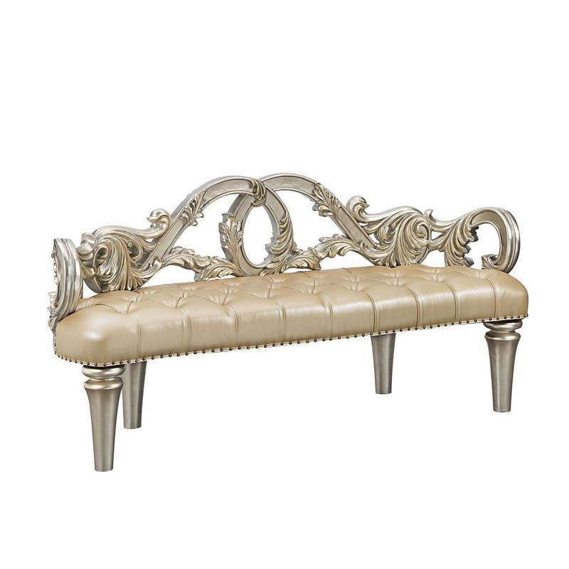 Danae Champagne & Gold Finish Bench