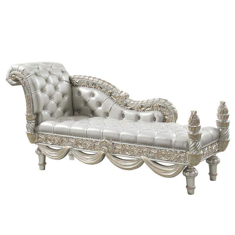 Sandoval Beige Synthetic Leather & Champagne Finish Bench