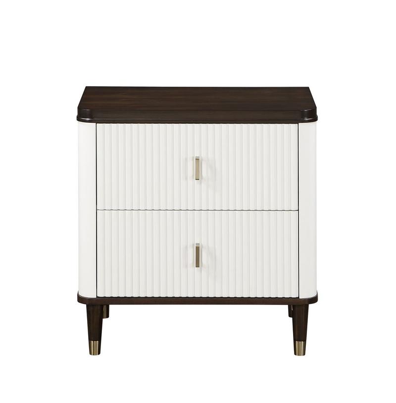 Carena White & Brown Finish Nightstand W/USB