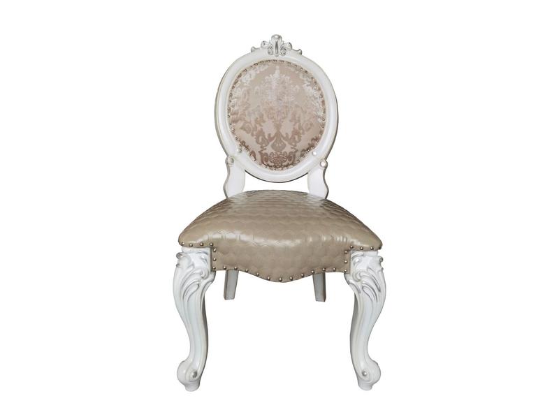 Versailles Synthetic Leather & Bone White Finsih Side Chair (Set-2)