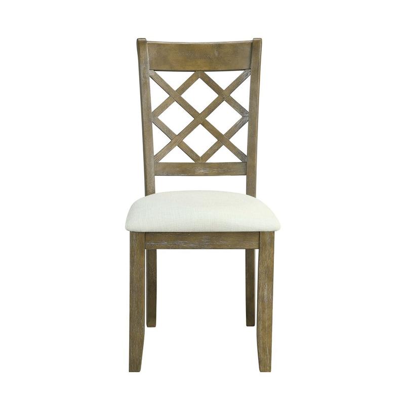 Karsen Beige Linen & Rustic Oak Finish Side Chair (Set-2)