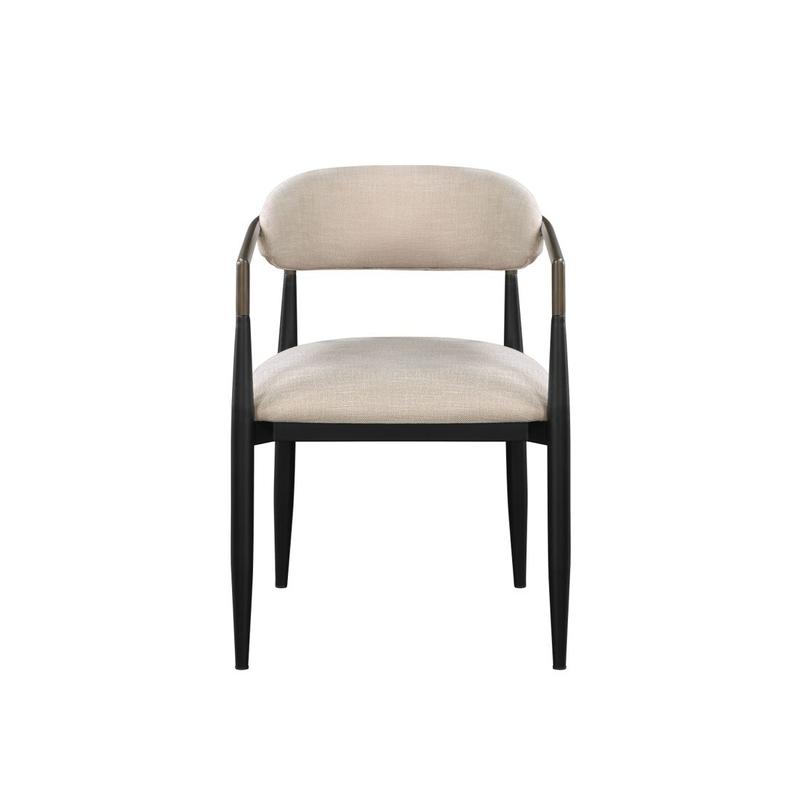 Jaramillo Beige Fabric & Black Finish Side Chair (Set-2)