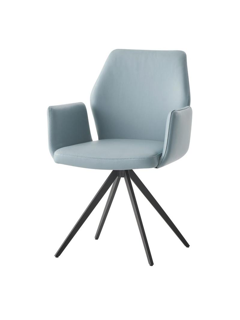 Segismunda Sage Green Leather & Black Finish Side Chair W/Swivel