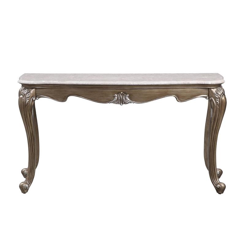 Elozzol Natural Marble Top & Antique Bronze Finish Sofa Table