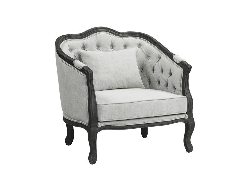 Samael Gray Linen & Dark Brown Finish Chair W/Pillow