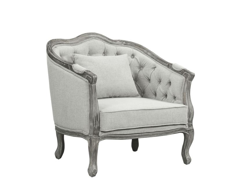 Samael Gray Linen & Gray Oak Finish Chair W/Pillow