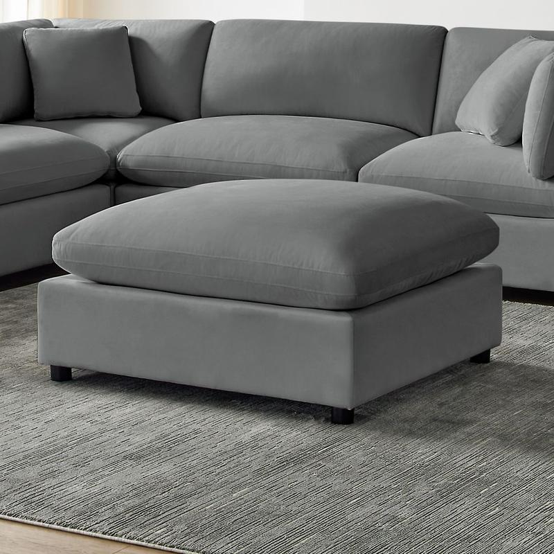Casella Charcoal Fabric Ottoman