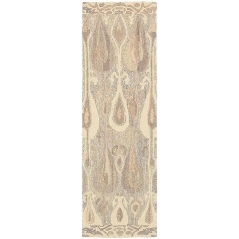 Anastasia 68000 Grey/ Beige Hand-crafted Wool Area Rug - 2'6" x 8'