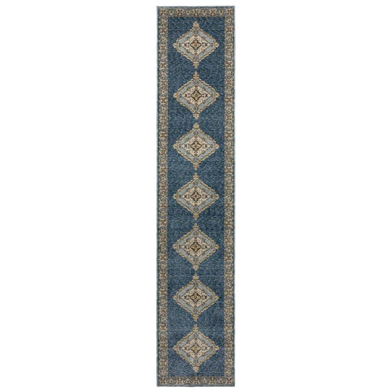 Andorra 2430A Blue/ Gold Indoor Area Rug