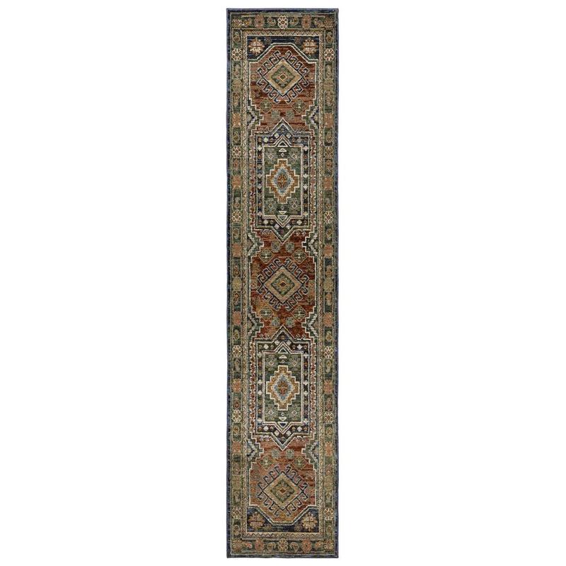 Andorra 2442A Blue/ Multi Indoor Area Rug - 2'6" x 12'