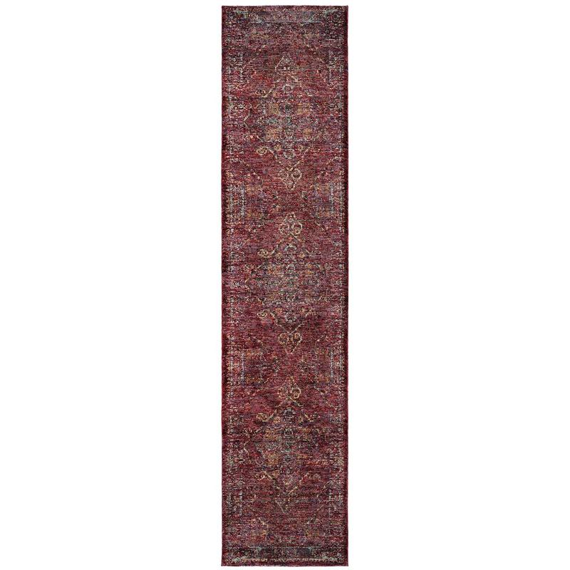 Andorra 7135E Red/ Gold Indoor Area Rug - 2'6" x 12'