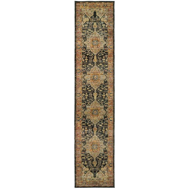 Andorra 7138B Gold/ Brown Indoor Area Rug - 2'6" x 12'