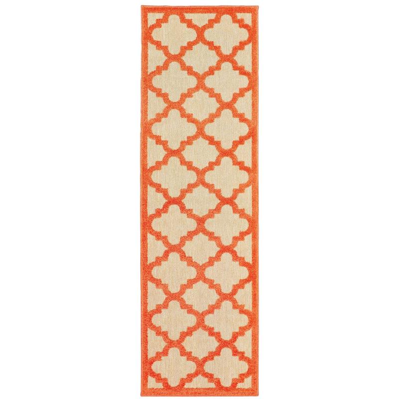 Cayman 660O9 Sand/ Orange Indoor/Outdoor Area Rug - 2'3" x 7'6"