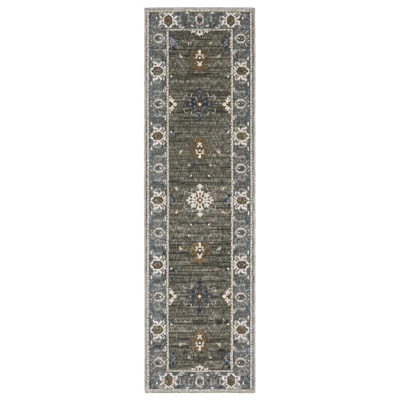 Ellington ELL09 Grey/ Blue Indoor Area Rug - 2'3" x 7'6"