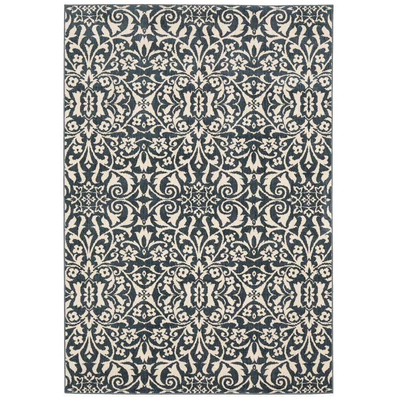 Fiona 5501B Blue/ Ivory Indoor Area Rug